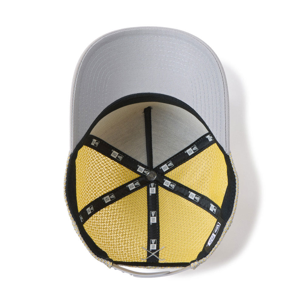 New Era Golf Double Mesh Yellow Grey 9FORTY A-Frame Trucker Snapback Cap