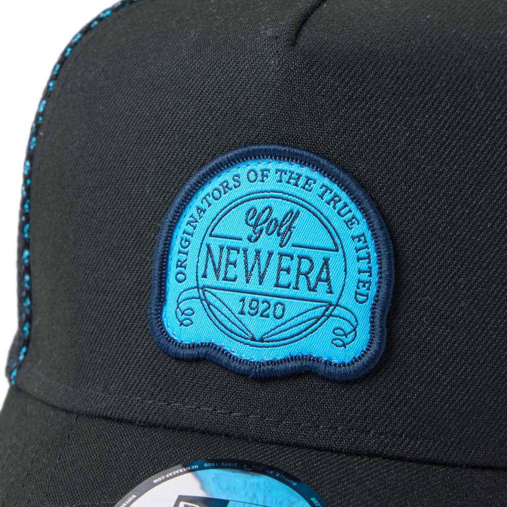 New Era Golf Double Mesh Black Teal 9FORTY A-Frame Trucker Snapback Cap