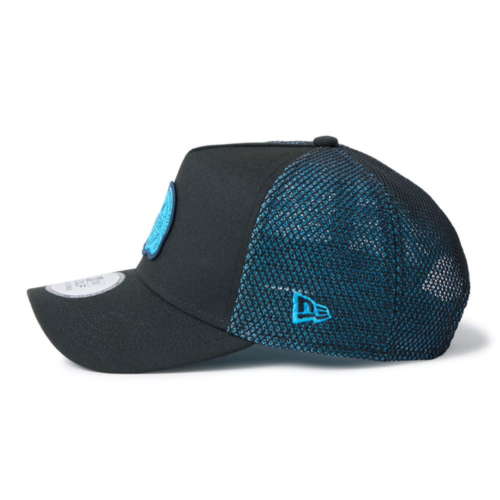 New Era Golf Double Mesh Black Teal 9FORTY A-Frame Trucker Snapback Cap