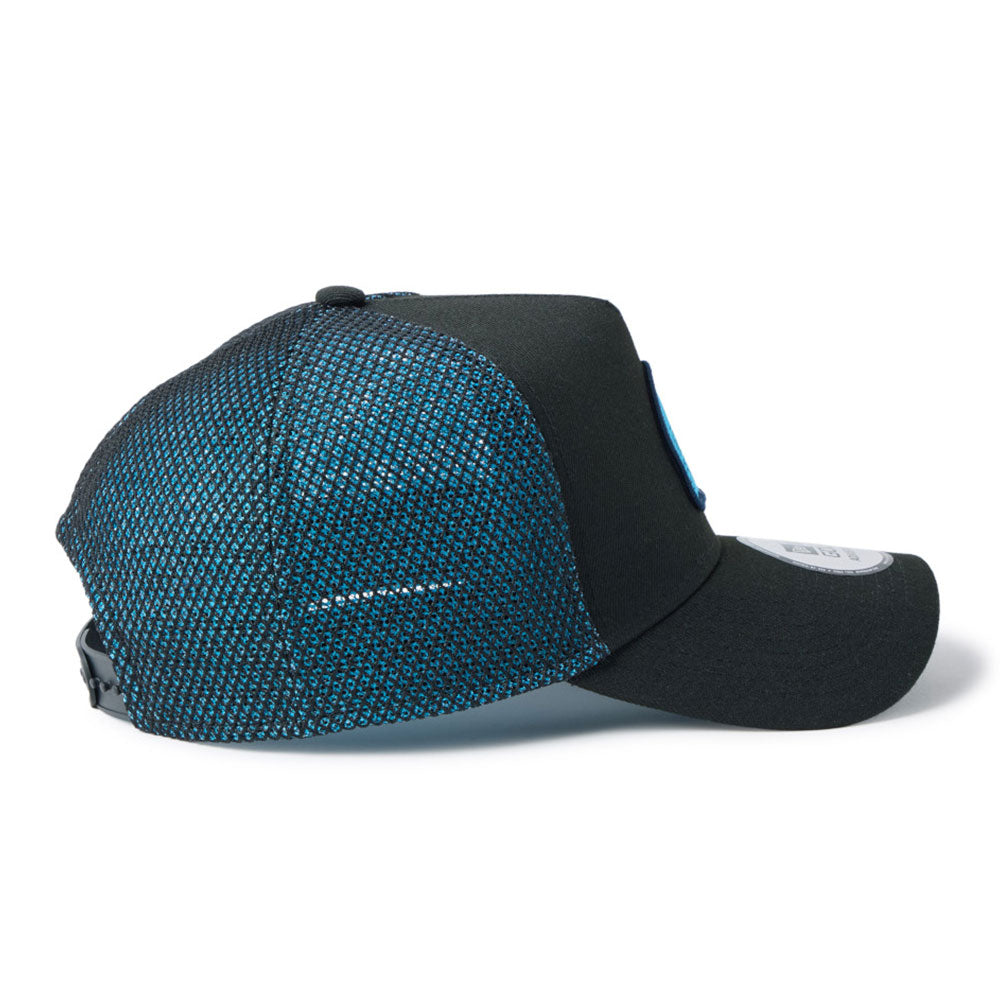 New Era Golf Double Mesh Black Teal 9FORTY A-Frame Trucker Snapback Cap