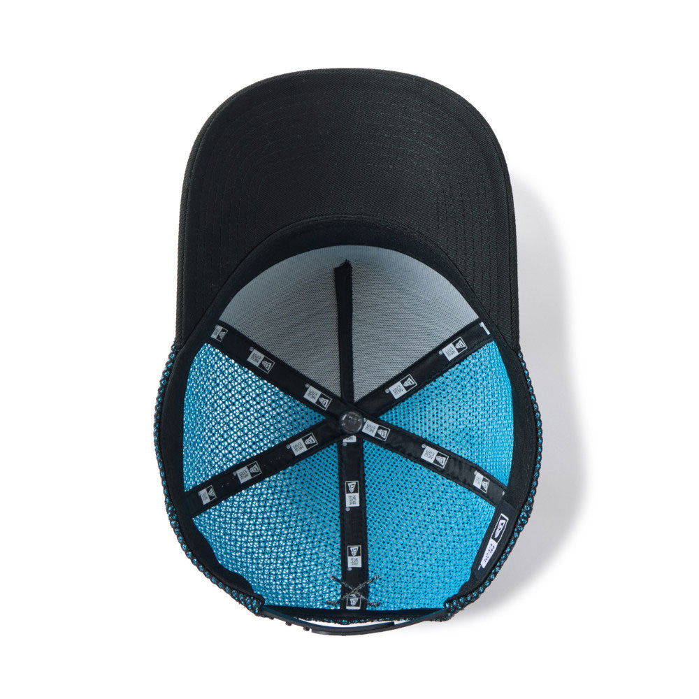 New Era Golf Double Mesh Black Teal 9FORTY A-Frame Trucker Snapback Cap