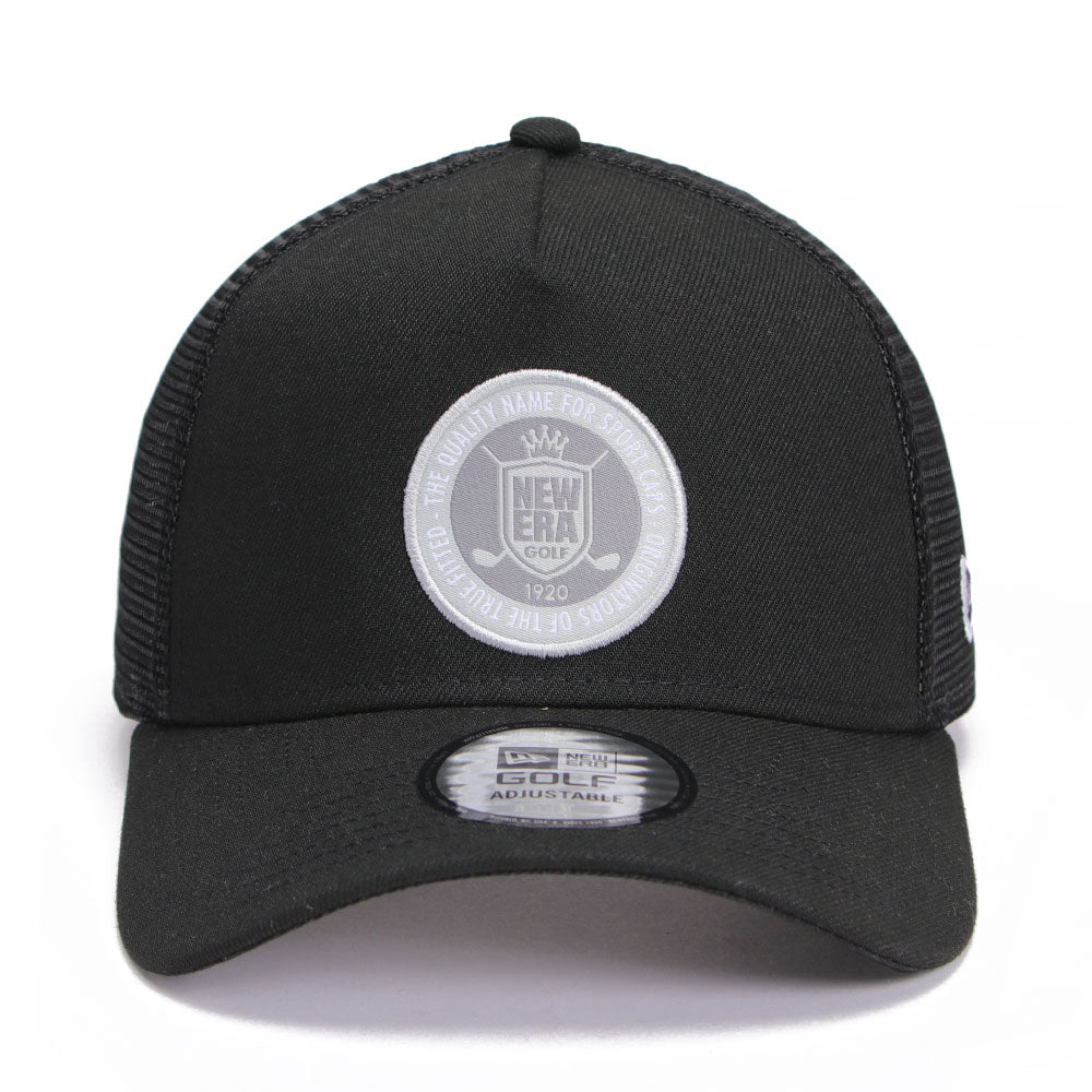 New Era Golf Circle Patch Black 9FORTY A-Frame Snapback Cap