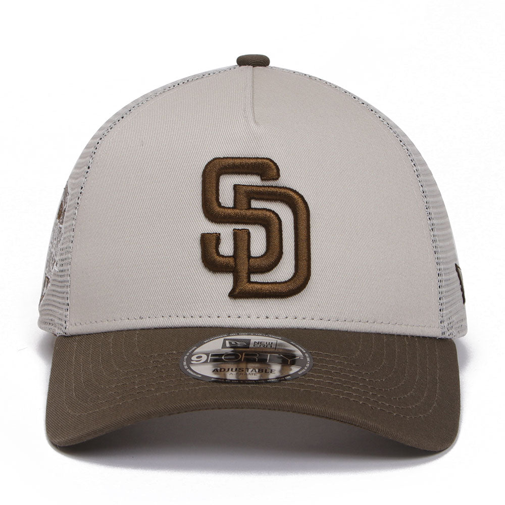 New Era San Diego Padres Side Patch Light Beige Brown 9FORTY A-Frame Adjustable Cap