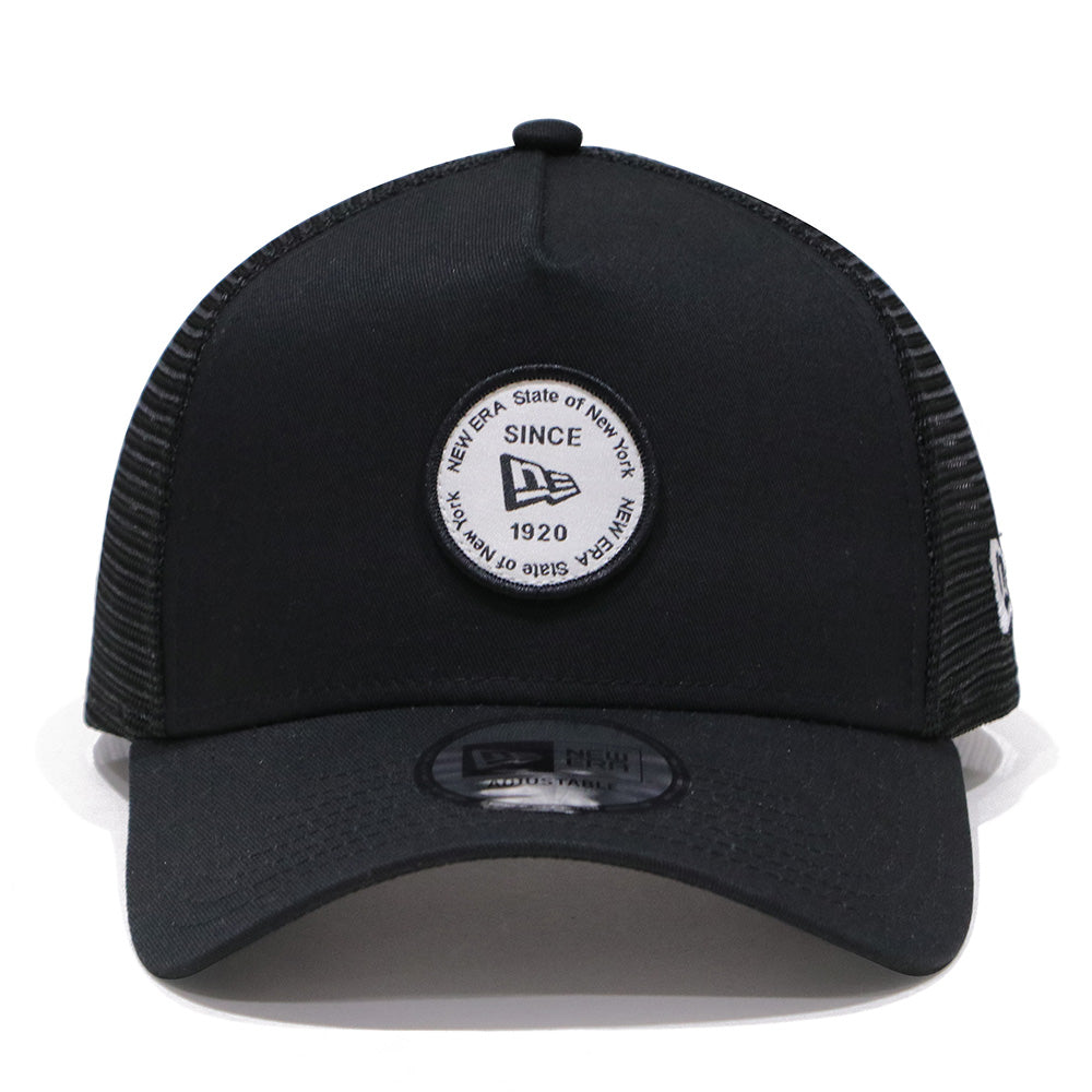 New Era Round Patch Black 9FORTY A-Frame Trucker Cap