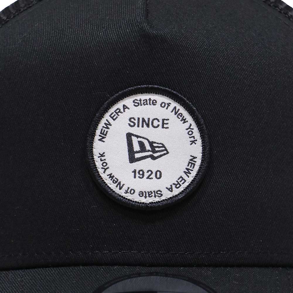 New Era Round Patch Black 9FORTY A-Frame Trucker Cap