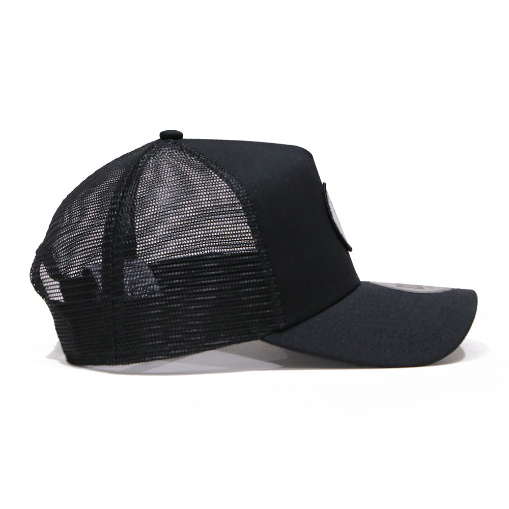 New Era Round Patch Black 9FORTY A-Frame Trucker Cap