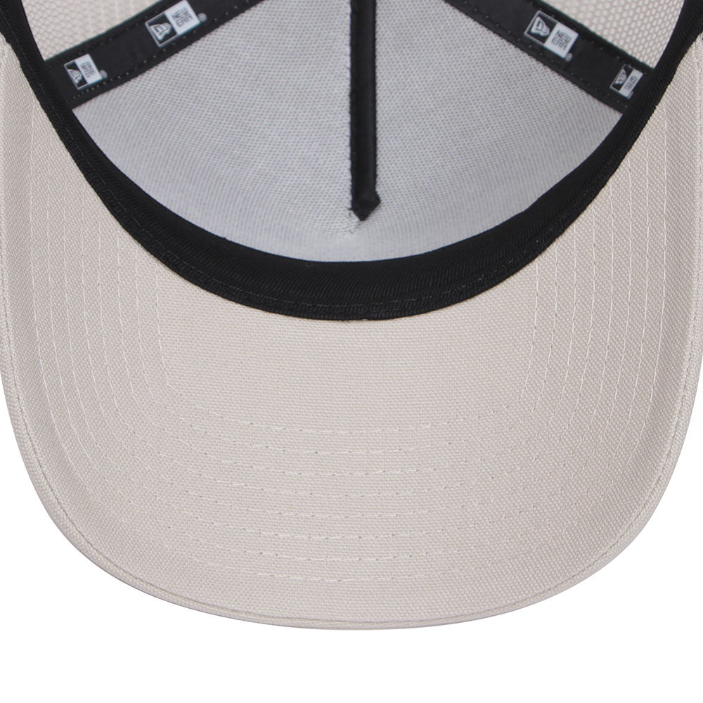 New Era Wordmark Logo Duck Canvas Cream 9FORTY A-Frame Trucker Adjustable Cap