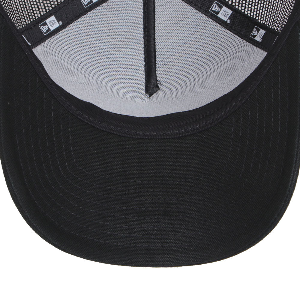 New Era Wordmark Logo Duck Canvas Black 9FORTY A-Frame Trucker Adjustable Cap