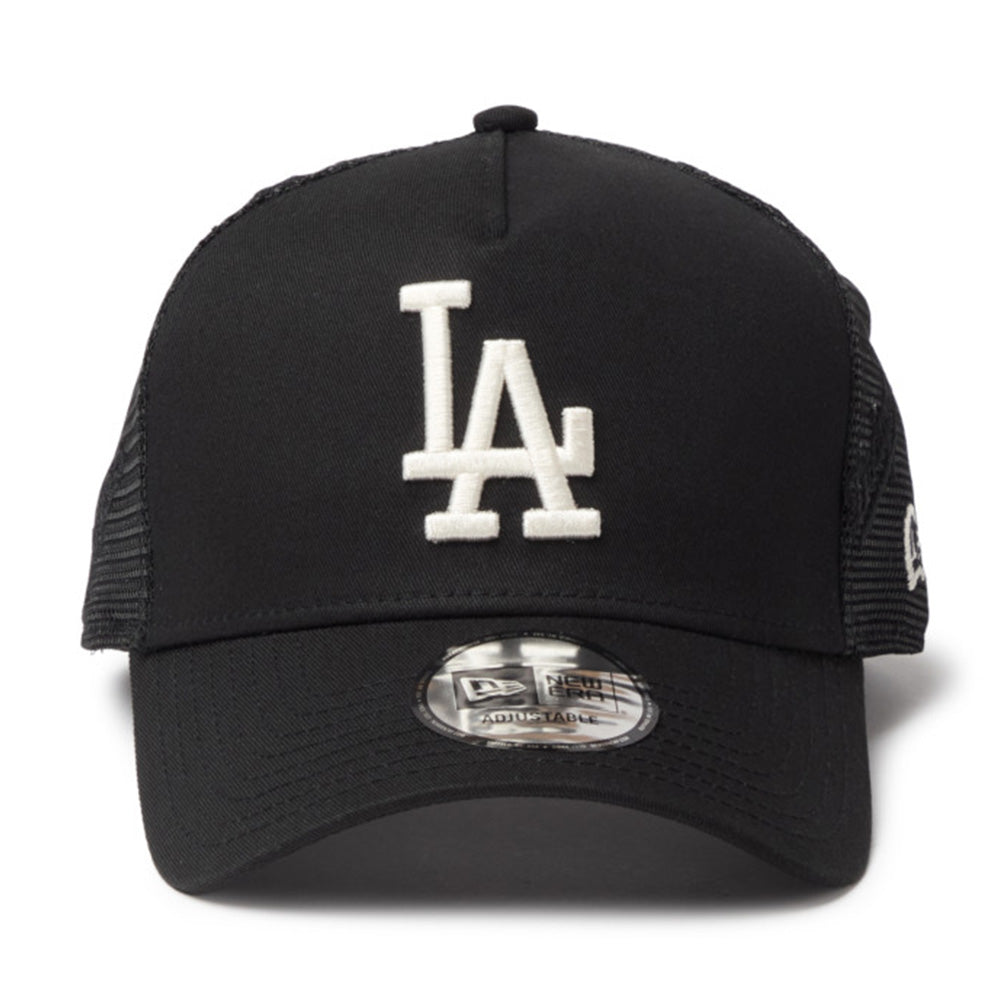 New Era Los Angeles Dodgers Embroidery Mesh Black 9FORTY A-Frame Trucker Snapback Cap