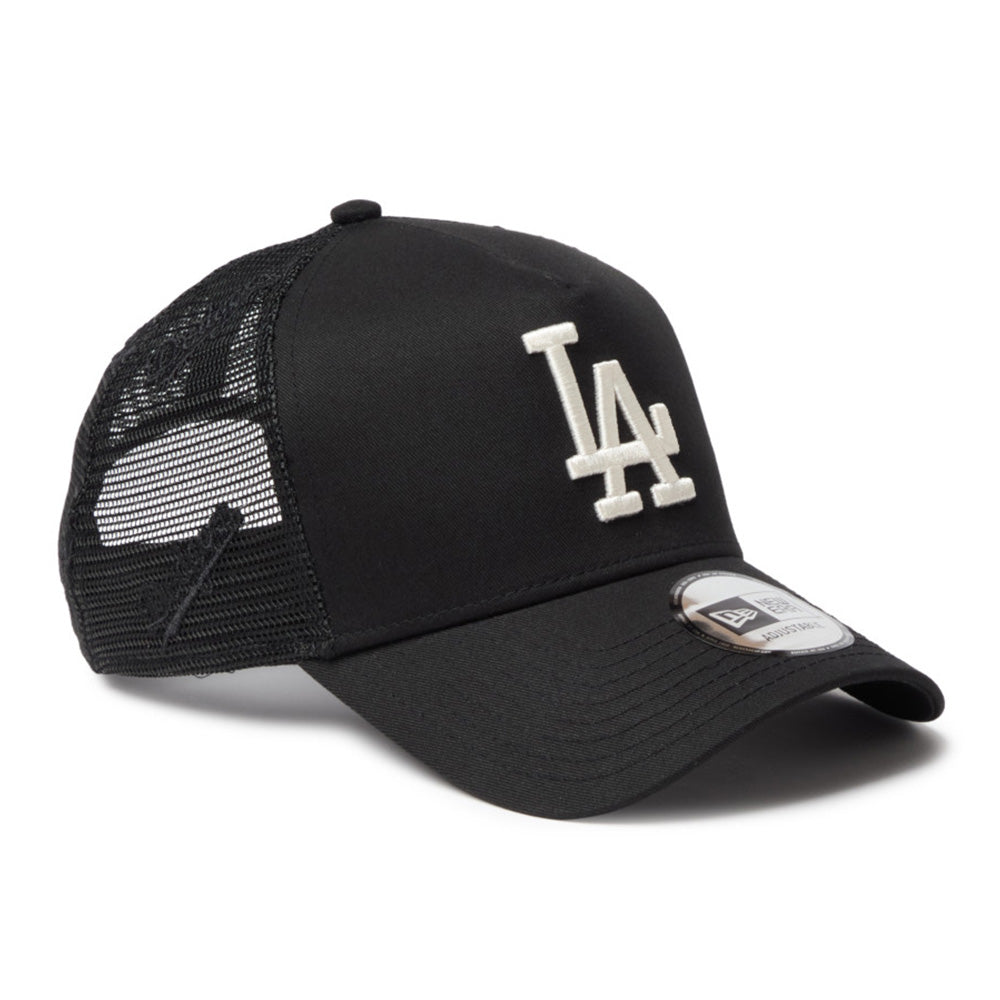 New Era Los Angeles Dodgers Embroidery Mesh Black 9FORTY A-Frame Trucker Snapback Cap