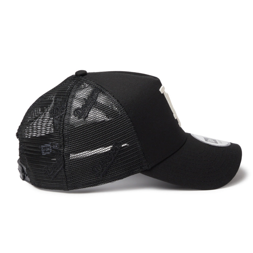 New Era Los Angeles Dodgers Embroidery Mesh Black 9FORTY A-Frame Trucker Snapback Cap