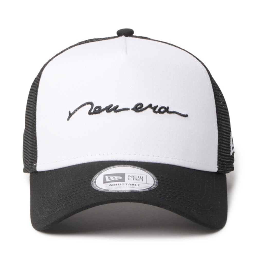 New Era Handwritten Logo White Black 9FORTY A-Frame Adjustable Cap