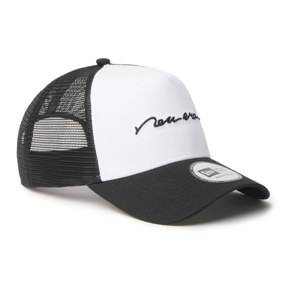 New Era Handwritten Logo White Black 9FORTY A-Frame Adjustable Cap