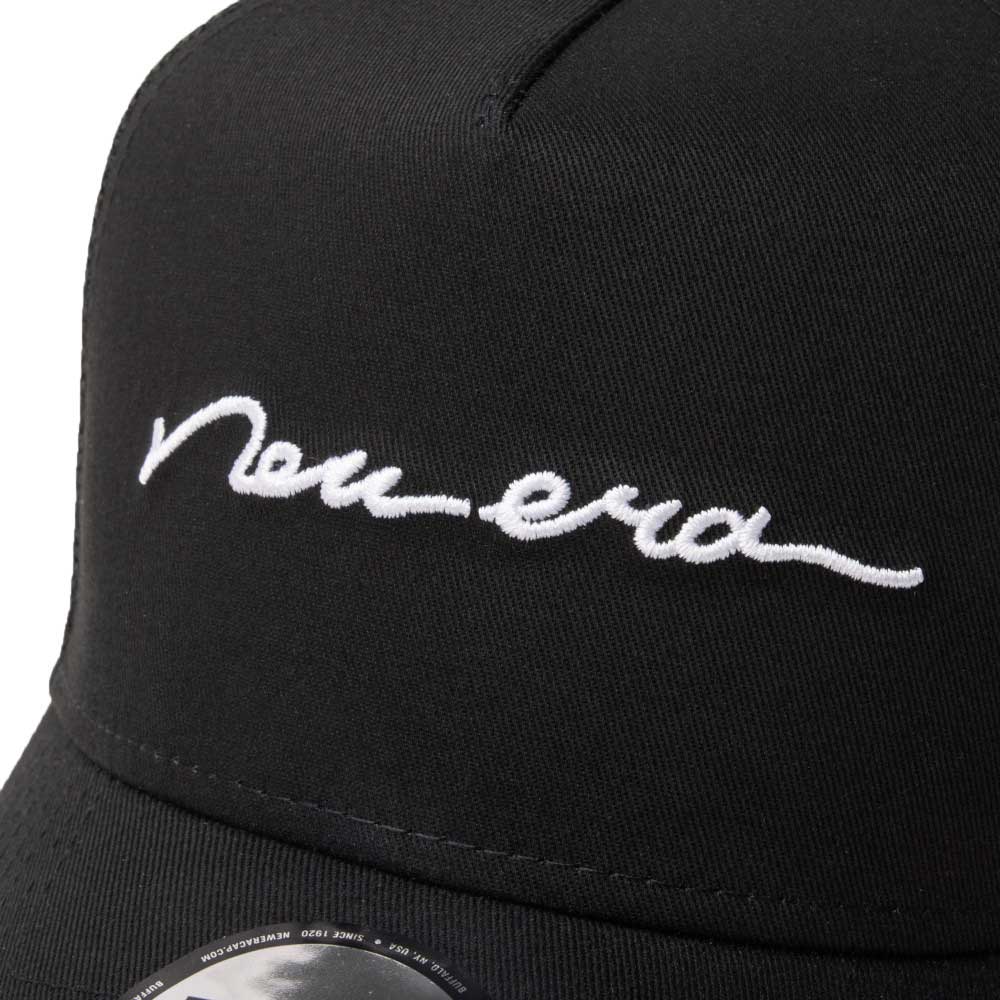 New Era Handwritten Logo Black 9FORTY A-Frame Trucker Adjustable Cap