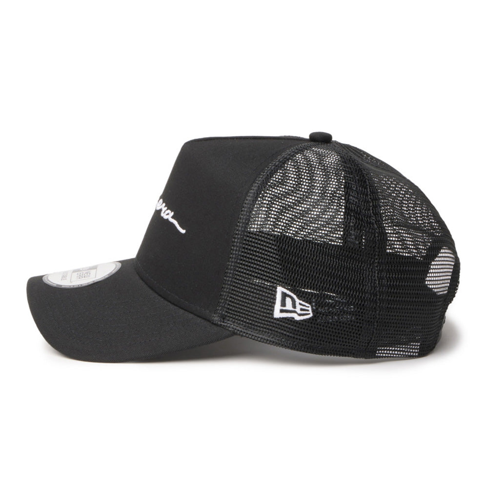 New Era Handwritten Logo Black 9FORTY A-Frame Trucker Adjustable Cap