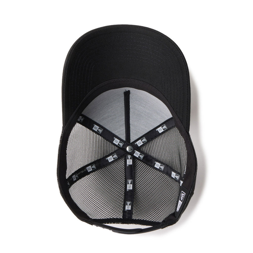 New Era Handwritten Logo Black 9FORTY A-Frame Trucker Adjustable Cap
