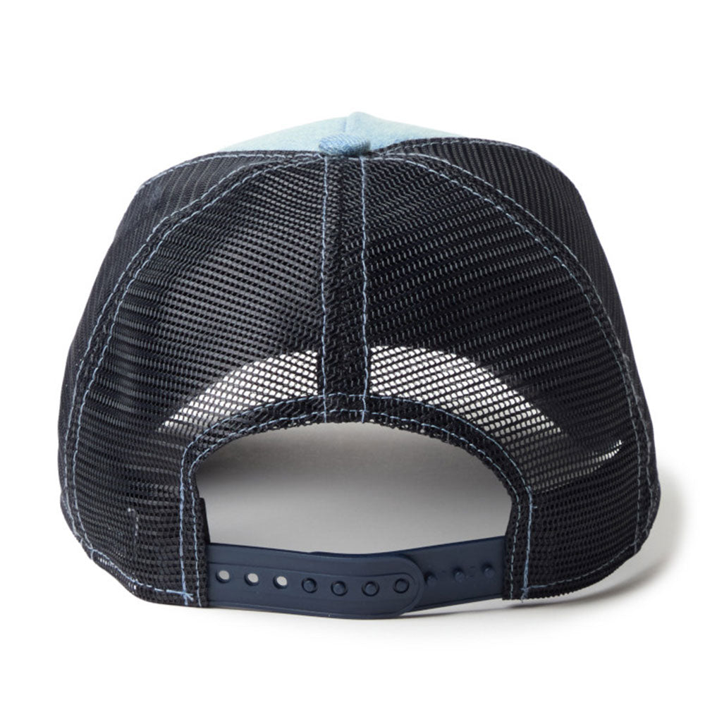 New Era Frame Logo Washed Denim 9FORTY A-Frame Trucker Snapback Cap