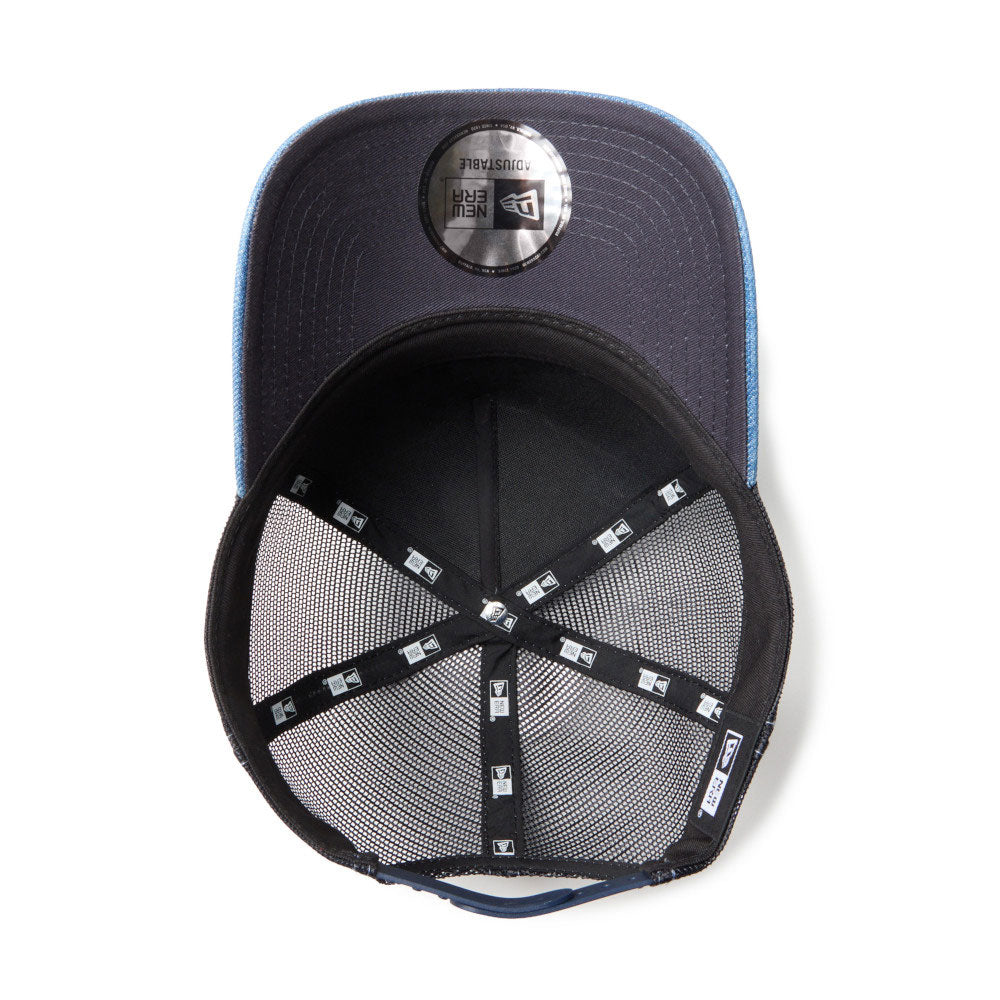New Era Frame Logo Washed Denim 9FORTY A-Frame Trucker Snapback Cap