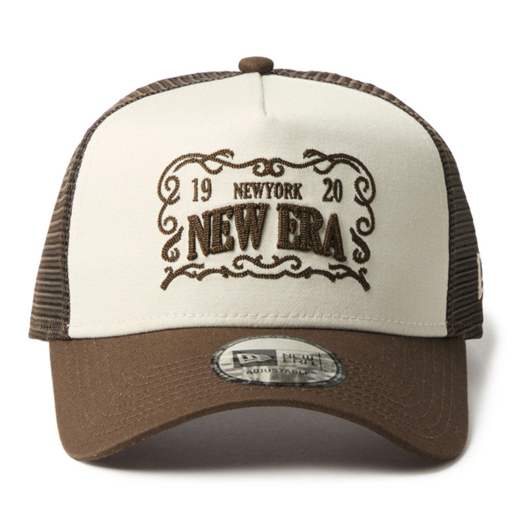 New Era Frame Logo Walnut 9FORTY A-Frame Trucker Snapback Cap