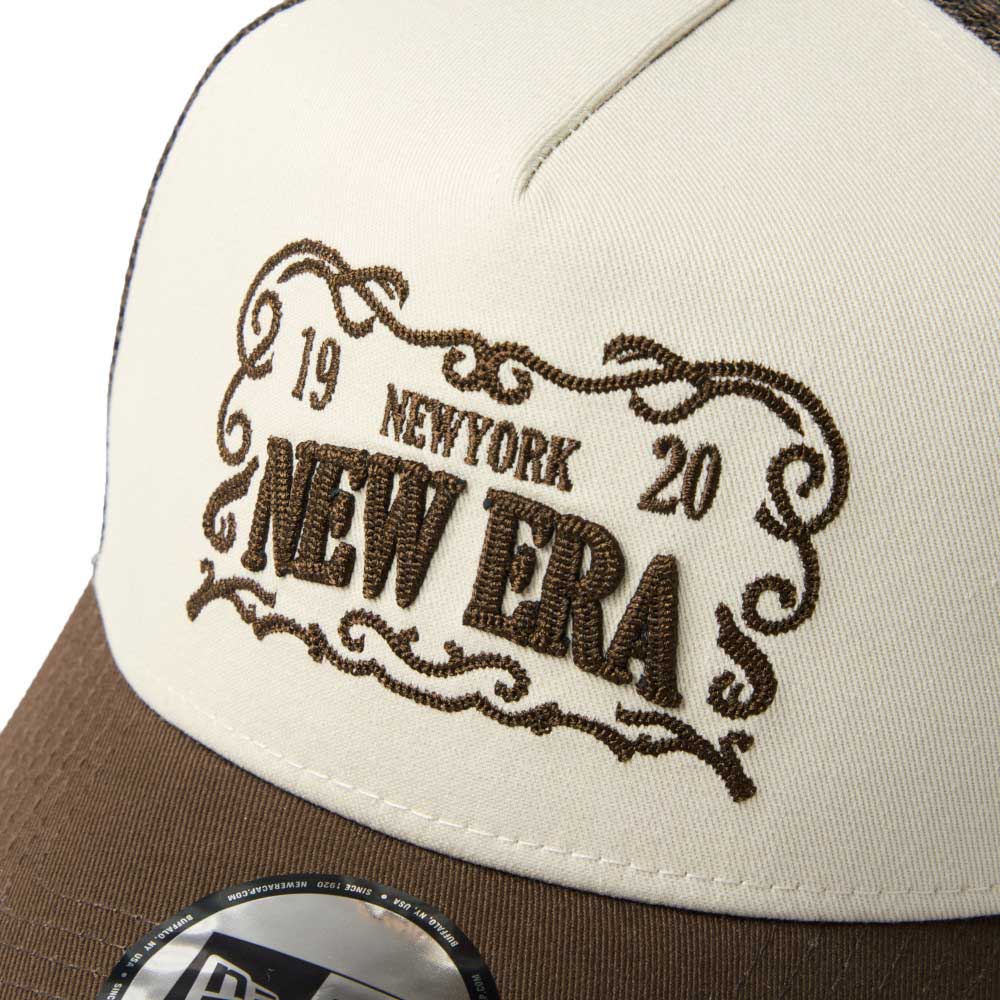 New Era Frame Logo Walnut 9FORTY A-Frame Trucker Snapback Cap