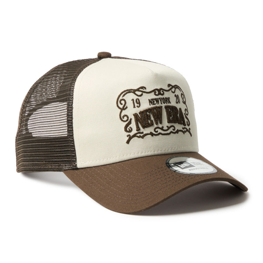 New Era Frame Logo Walnut 9FORTY A-Frame Trucker Snapback Cap