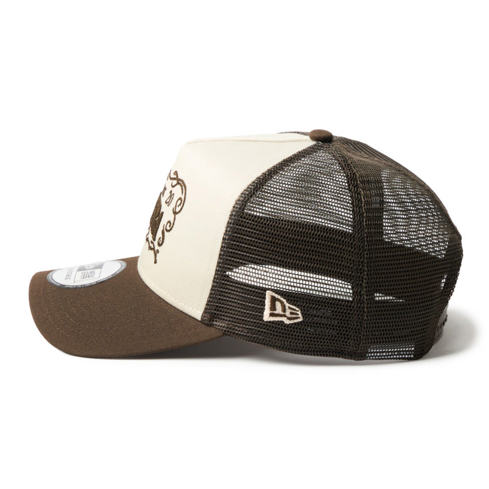 New Era Frame Logo Walnut 9FORTY A-Frame Trucker Snapback Cap