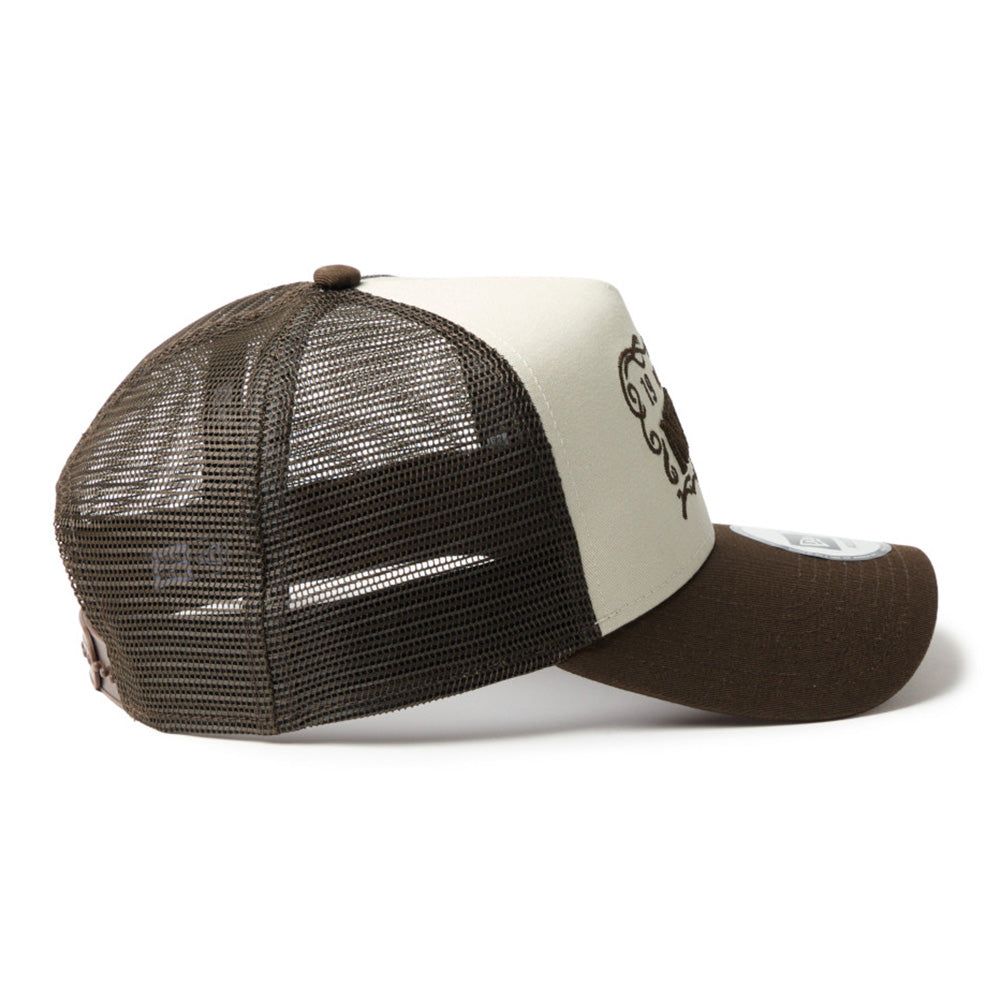 New Era Frame Logo Walnut 9FORTY A-Frame Trucker Snapback Cap