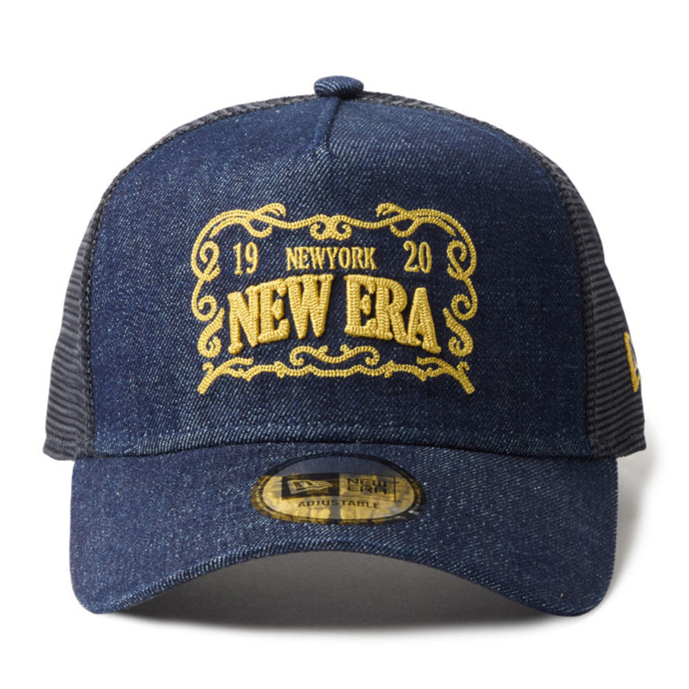 New Era Frame Logo Denim 9FORTY A-Frame Trucker Snapback Cap