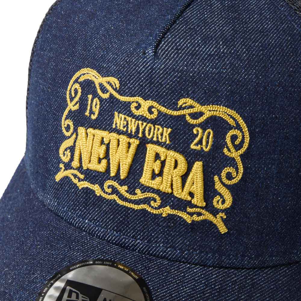 New Era Frame Logo Denim 9FORTY A-Frame Trucker Snapback Cap