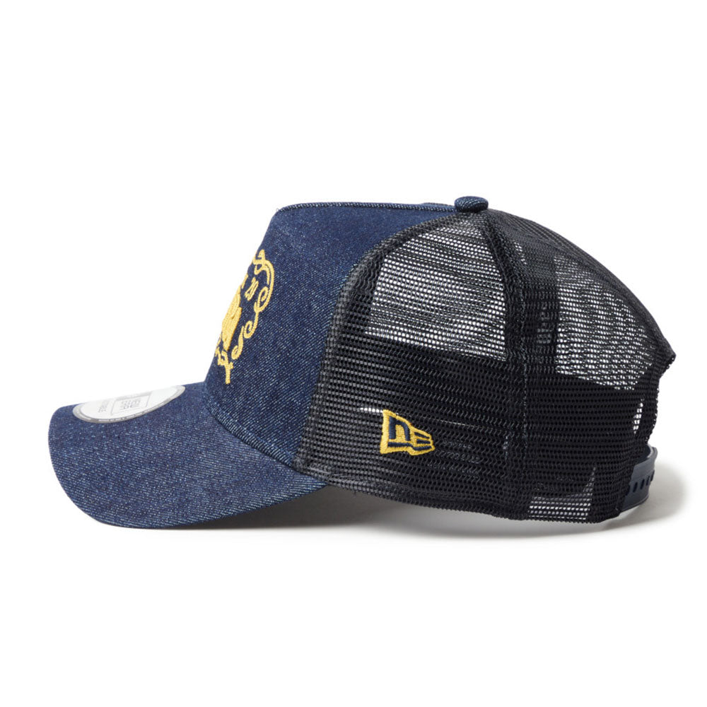 New Era Frame Logo Denim 9FORTY A-Frame Trucker Snapback Cap