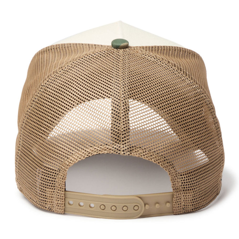 New Era Wordmark NE Collog Cream Camo Brown 9FORTY A-Frame Trucker Cap