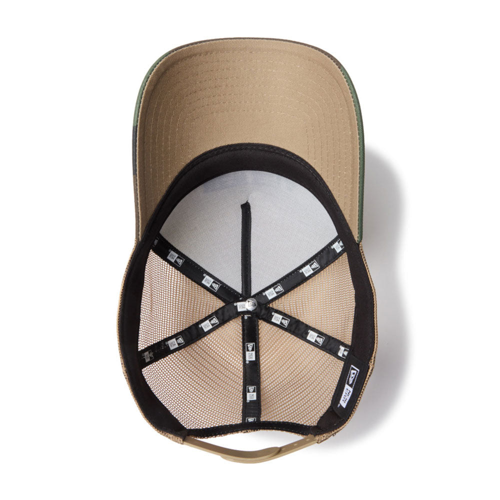 New Era Wordmark NE Collog Cream Camo Brown 9FORTY A-Frame Trucker Cap