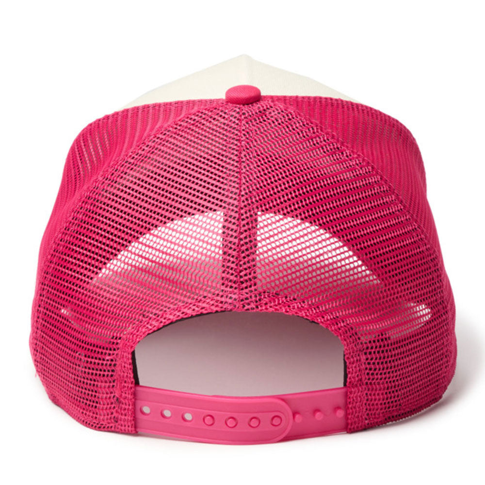 New Era Wordmark NE Collog Cream Red 9FORTY A-Frame Trucker Cap