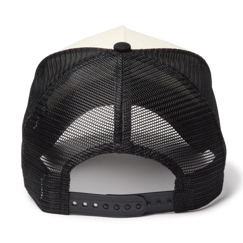 New Era Wordmark NE Collog Cream Black 9FORTY A-Frame Trucker Cap