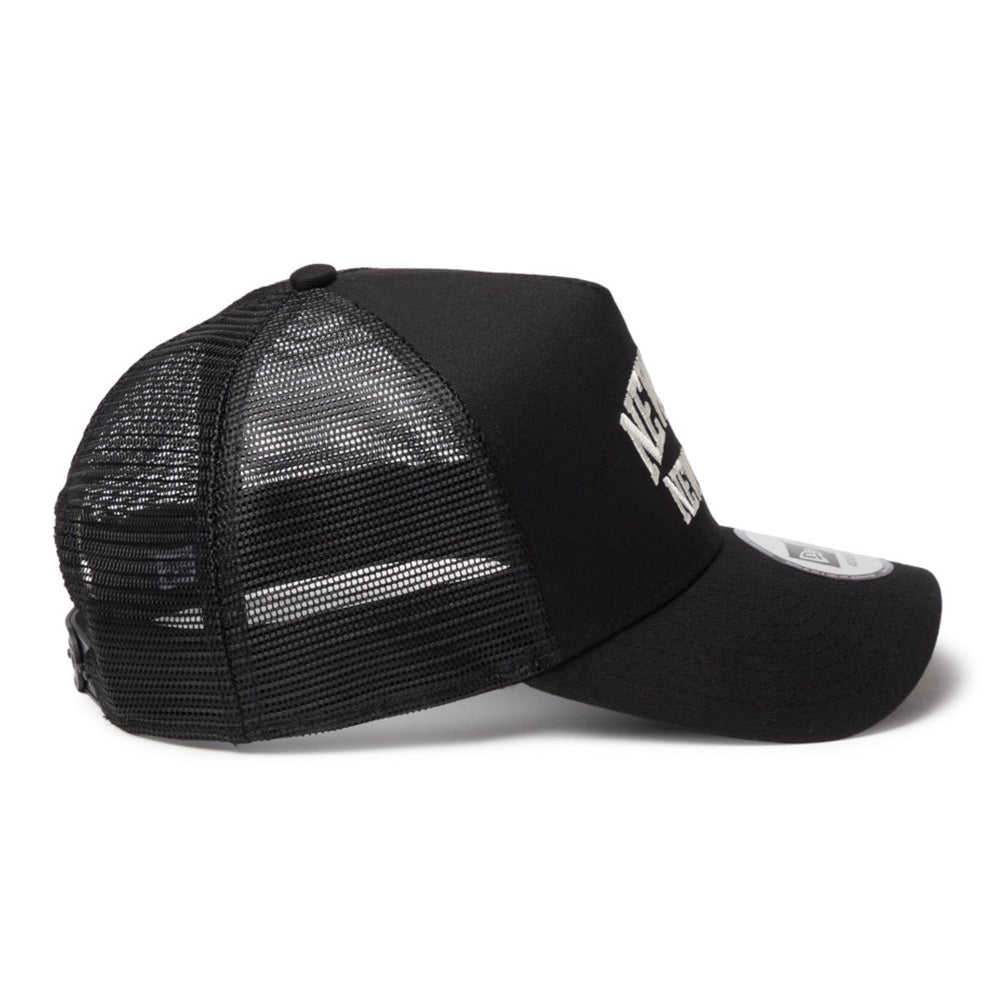 New Era Wordmark NE Collog Black 9FORTY A-Frame Trucker Cap
