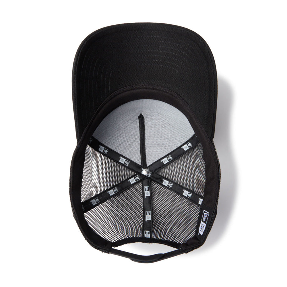 New Era Wordmark NE Collog Black 9FORTY A-Frame Trucker Cap
