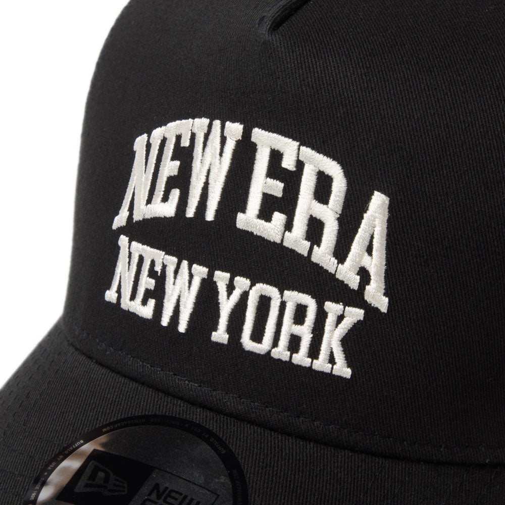 New Era Wordmark NE Collog Black 9FORTY A-Frame Trucker Cap