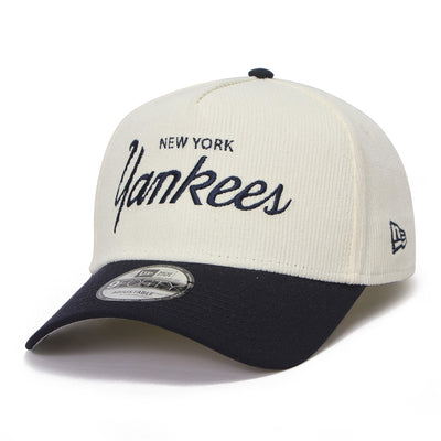 New Era New York Yankees Summer Corduroy Chrome White Navy 9FORTY A-Frame Snapback Cap