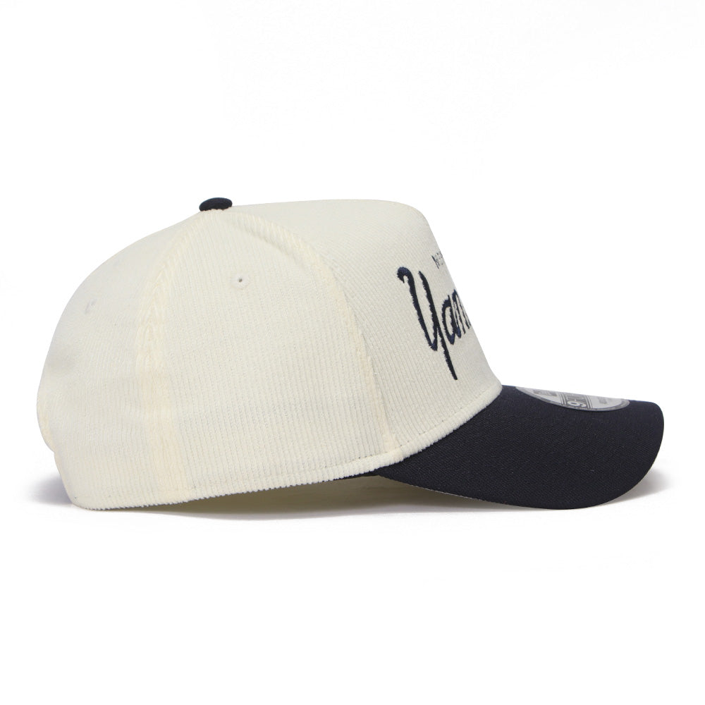 New Era New York Yankees Summer Corduroy Chrome White Navy 9FORTY A-Frame Snapback Cap