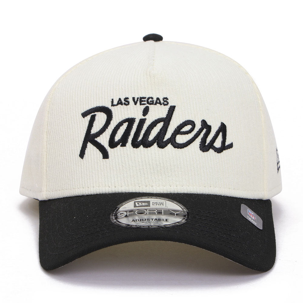 New Era Las Vegas Raiders Summer Corduroy Chrome Black 9FORTY A-Frame Snapback Cap