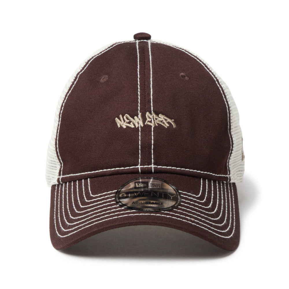New Era Tagging Mini Logo Brown 9TWENTY Trucker Adjustable Cap