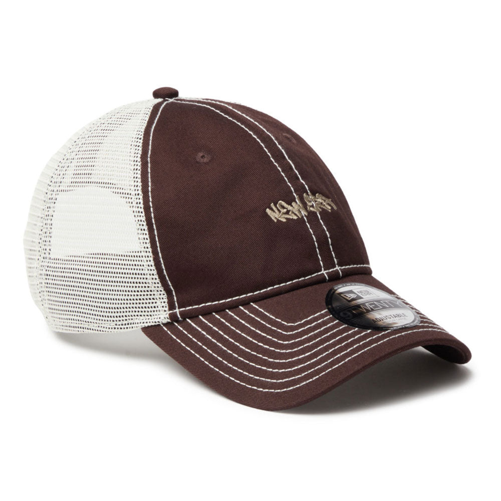 New Era Tagging Mini Logo Brown 9TWENTY Trucker Adjustable Cap