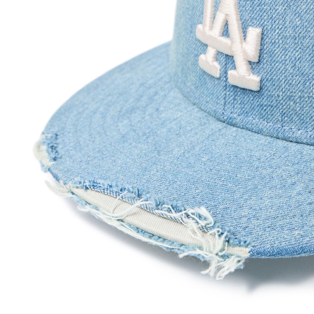 New Era Los Angeles Dodgers Damaged Washed Denim 59FIFTY Fitted Cap