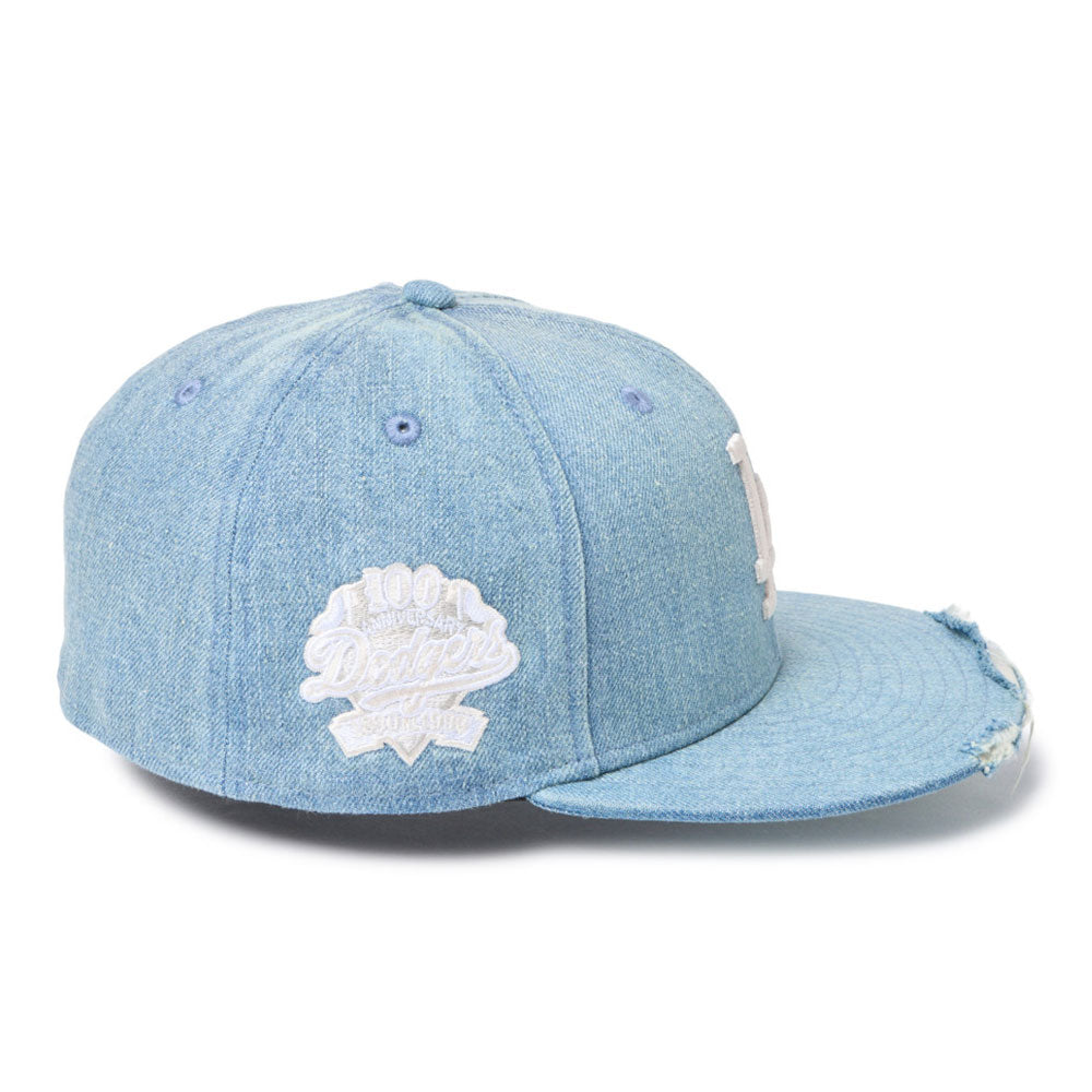 New Era Los Angeles Dodgers Damaged Washed Denim 59FIFTY Fitted Cap