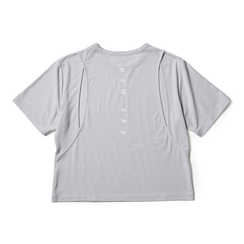 New Era Wordmark Grey Women Performance Short Cutting Short Sleeve T-Shirt