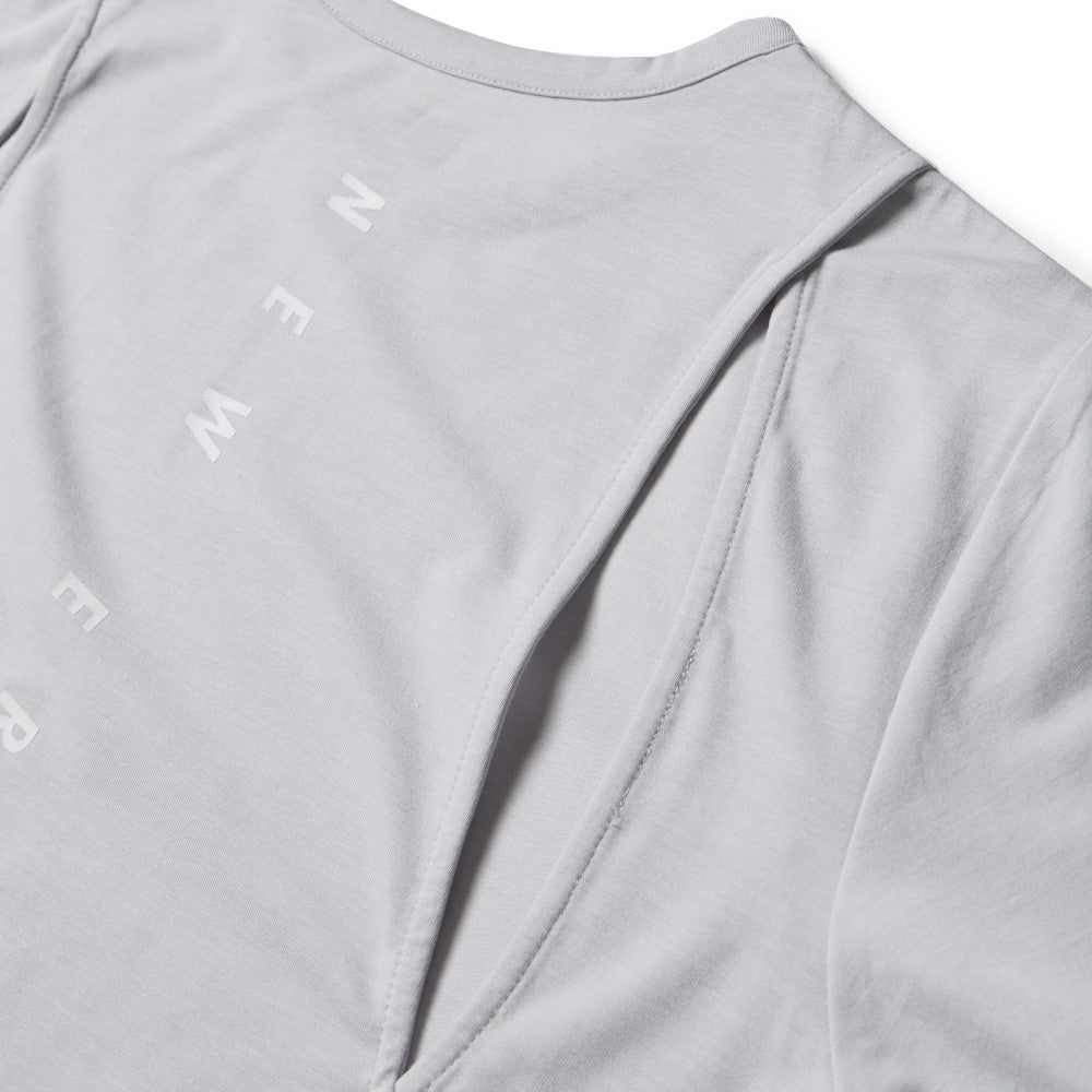 New Era Wordmark Grey Women Performance Short Cutting Short Sleeve T-Shirt