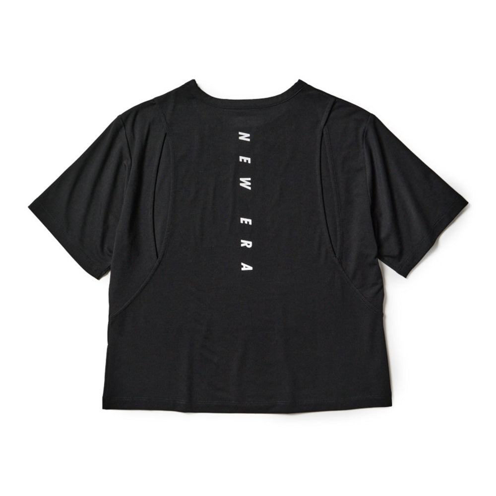 New Era Wordmark Black Women Performance Short Cutting Short Sleeve T-Shirt