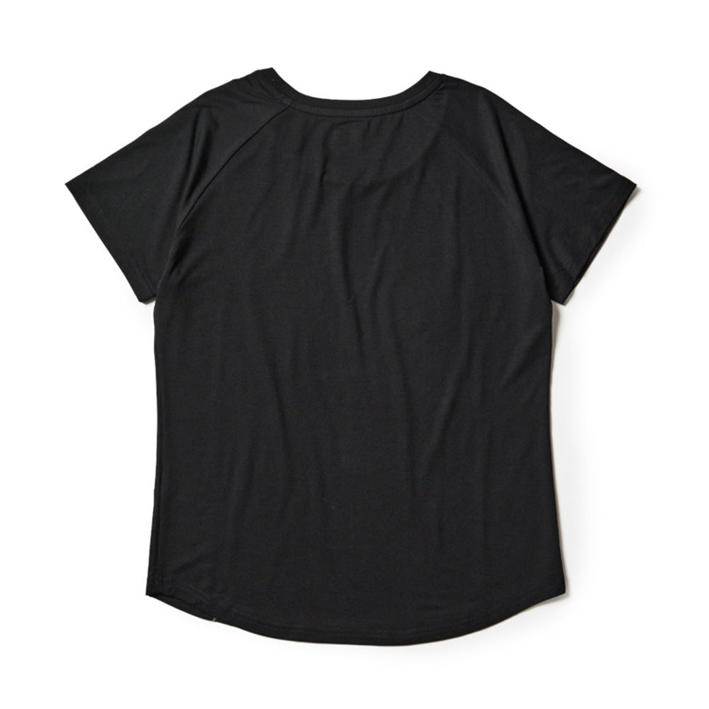 New Era Wordmark Black Women Performance Middle Length Short Sleeve T-Shirt