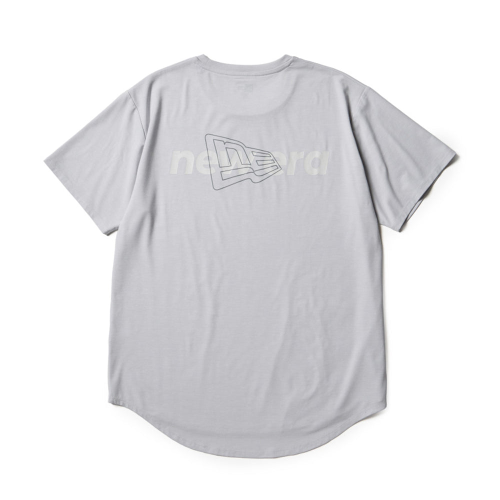 New Era Wordmark Grey Women Performance Long Length Short Sleeve T-Shirt
