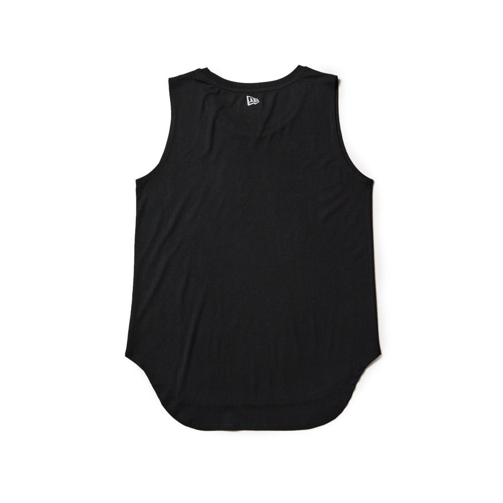 New Era Wordmark Black Women Performance Round Hem Tank Top
